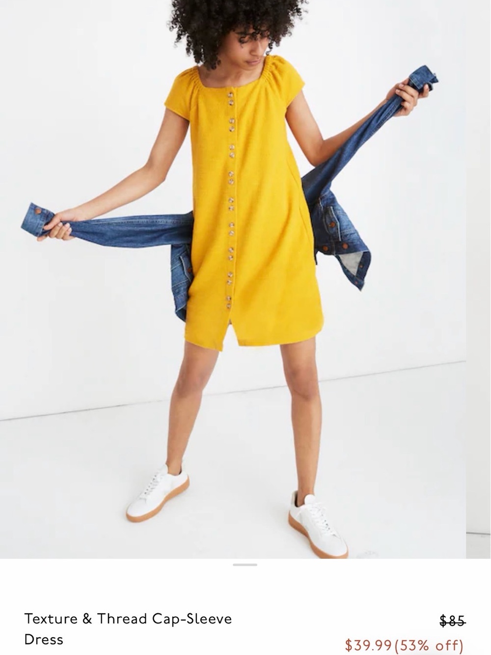 Madewell Mustard Yellow Knit Button Dress